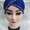 Cross Over Tie Back Bonnet with Pearls - Blue