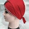 Cross Over Tie Back Bonnet with Pearls - Red Cross Over Tie Back Bonnet with Pearls - Red