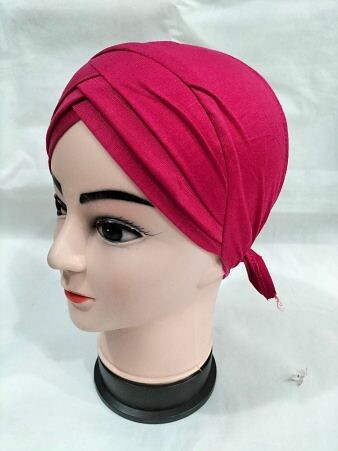 Plain Criss Cross Tie Back Bonnet - Deep Pink