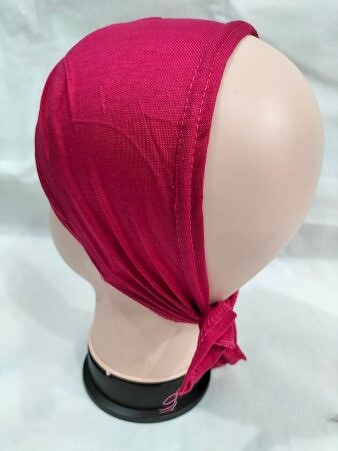 Plain Criss Cross Tie Back Bonnet - Deep Pink
