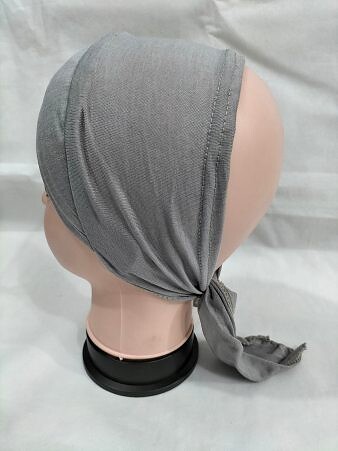 Plain Criss Cross Tie Back Bonnet - Grey