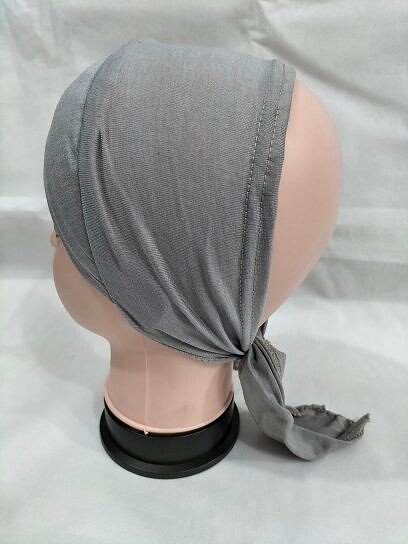 Plain Criss Cross Tie Back Bonnet - Grey