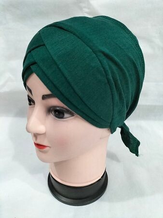 Plain Criss Cross Tie Back Bonnet - Sea Green