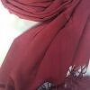 Cashmere Scarf with Pom Pom - Maroon