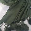 Cashmere Scarf with Pom Pom - Olive Green