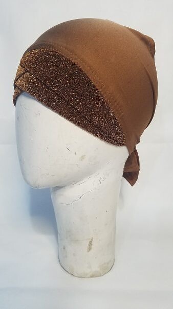 Criss Cross Tie Back Bonnet Cap – Rust Brown