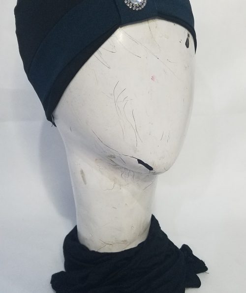 Hijab Cap With Stone – Navy Blue and Black