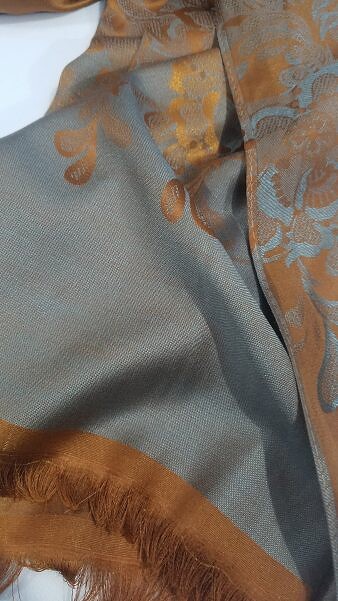 Self Printed Silk Scarf - Caramel