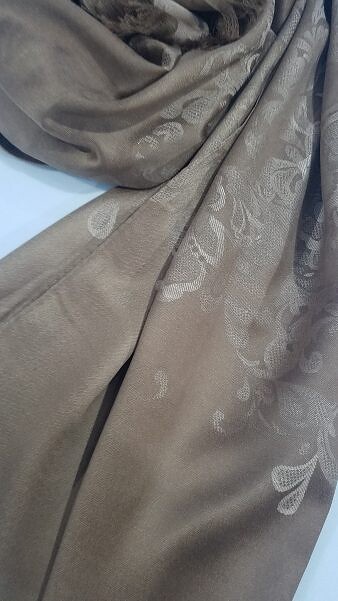 Self Printed Silk Scarf - Coffee