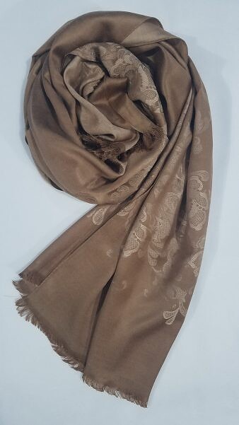 Self Printed Silk Scarf - Coffee