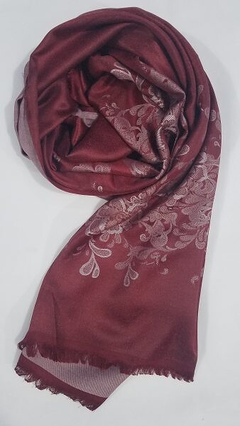 Self Printed Silk Scarf - Maroon