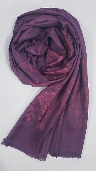 Self Printed Silk Scarf - Purple