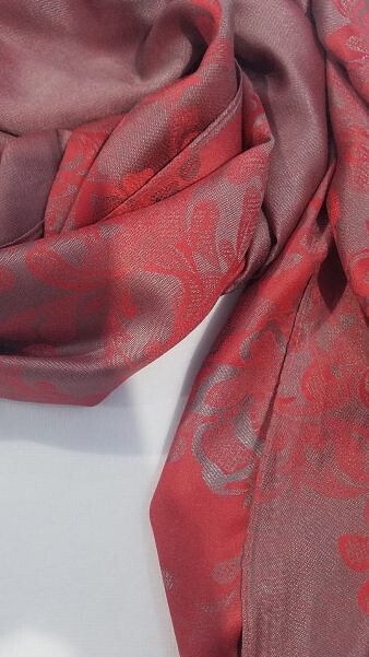 Self Printed Silk Scarf - Red