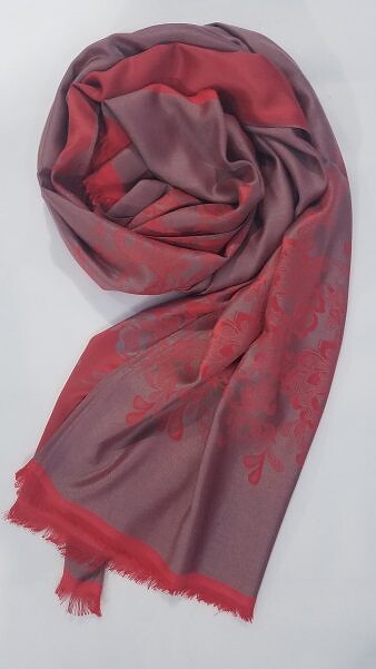 Self Printed Silk Scarf - Red