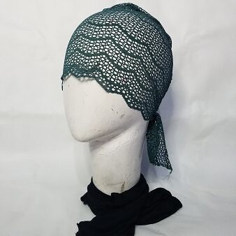 Lace Tie Back Bonnet Cap - Forest Green Lace Tie Back Bonnet Cap - Forest Green