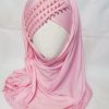 Cross Over Instant Hijabs with Pearls – Baby Pink – Front Picture