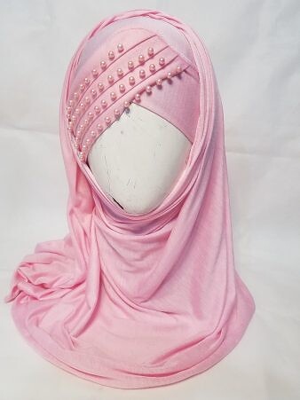 Side Parting Pearls Ready to Wear - Baby Pink