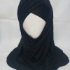Cross Over Instant Hijabs with Pearls - Black