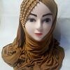 Cross Over Instant Hijabs with Pearls - Camel Cross Over Instant Hijabs with Pearls - Camel