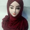 Cross Over Instant Hijabs with Pearls – Maroon – Front Picture