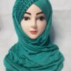 Cross Over Instant Hijabs with Pearls – Sea Green – Front Picture