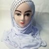 Cross Over Instant Hijabs with Pearls - White