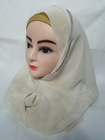 Fancy Two Loops Chiffon Instant Hijab - Cream