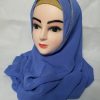 Fancy Two Loops Chiffon Instant Hijab – Denim Blue – Front Picture