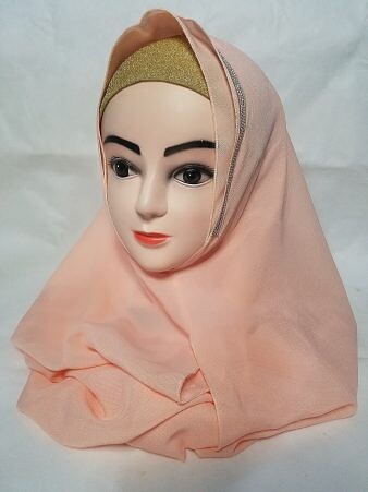 Fancy Two Loops Chiffon Instant Hijab - Peach