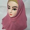 Fancy Two Loops Chiffon Instant Hijab - Rosy Pink