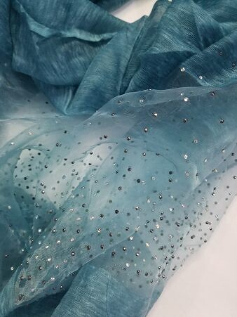 Organza with Dew Drops - Aqua Blue