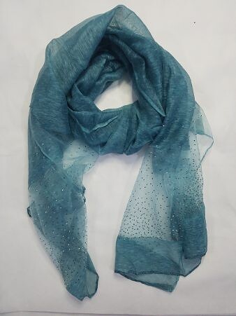 Organza with Dew Drops - Aqua Blue