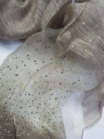 Organza with Dew Drops - Coffee Organza with Dew Drops - Coffee