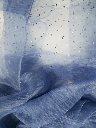 Organza with Dew Drops - Denim Blue