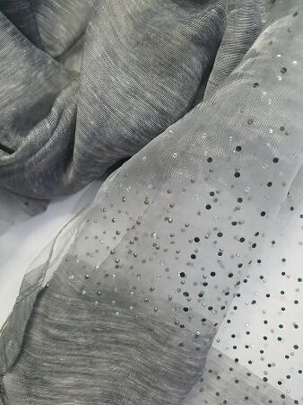 Organza with Dew Drops - Slate Grey