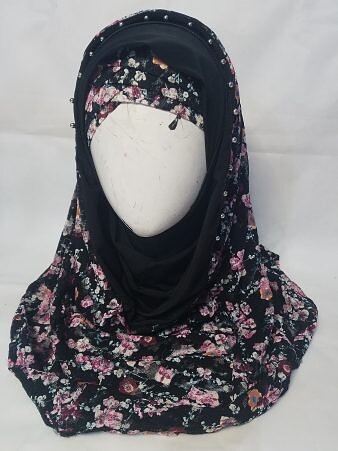 Pearl Net Hoodie Hijab with Cap - Design 1