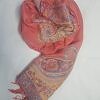 Printed Pashmina - Coral Red