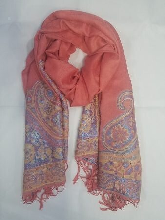 Printed Pashmina - Coral Red