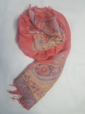 Printed Pashmina - Coral Red