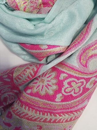 Printed Pashmina - Turquoise