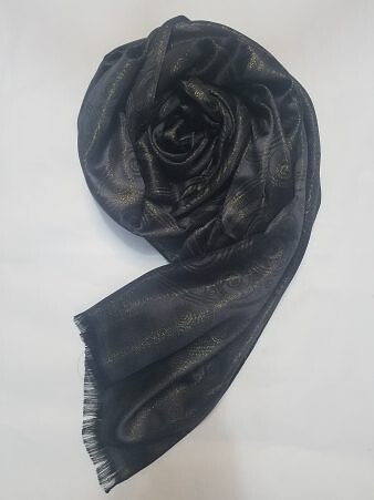 Self-Printed Shimmer Viscose Scarf - Black