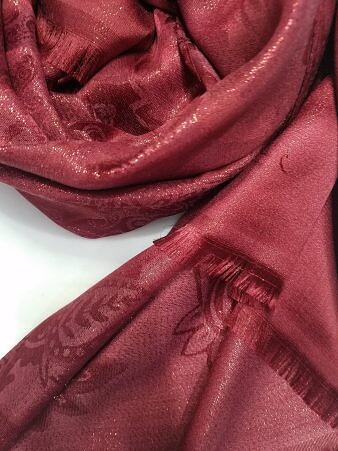 Self-Printed Shimmer Viscose Scarf - Maroon