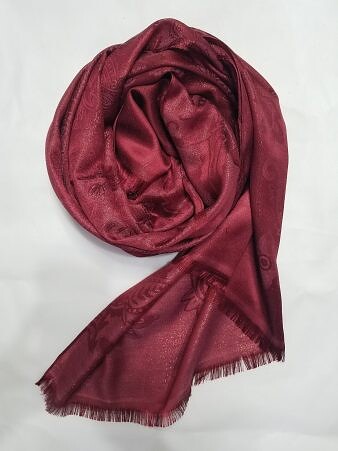 Self-Printed Shimmer Viscose Scarf - Maroon