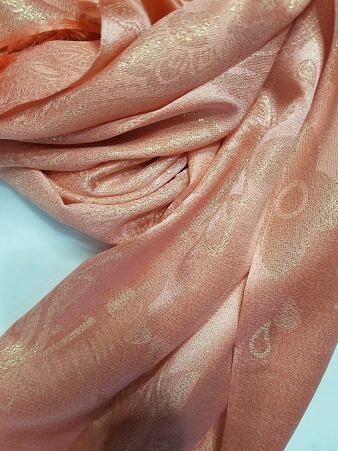 Self-Printed Shimmer Viscose Scarf - Peach