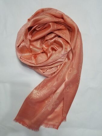 Self-Printed Shimmer Viscose Scarf - Peach