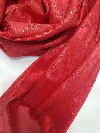 Self-Printed Shimmer Viscose Scarf - Red