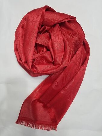 Self-Printed Shimmer Viscose Scarf - Red
