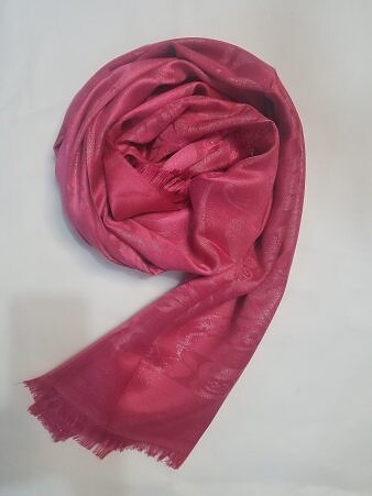 Self-Printed Shimmer Viscose Scarf - Shocking Pink