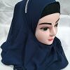 Fancy Two Loops Chiffon Instant Hijab - Navy Blue