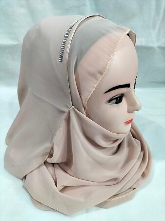 Fancy Two Loops Chiffon Instant Hijab - Nude